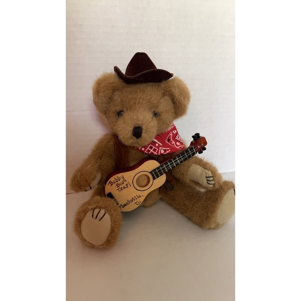 Vintage Cowboy Teddy Bear with Guitar